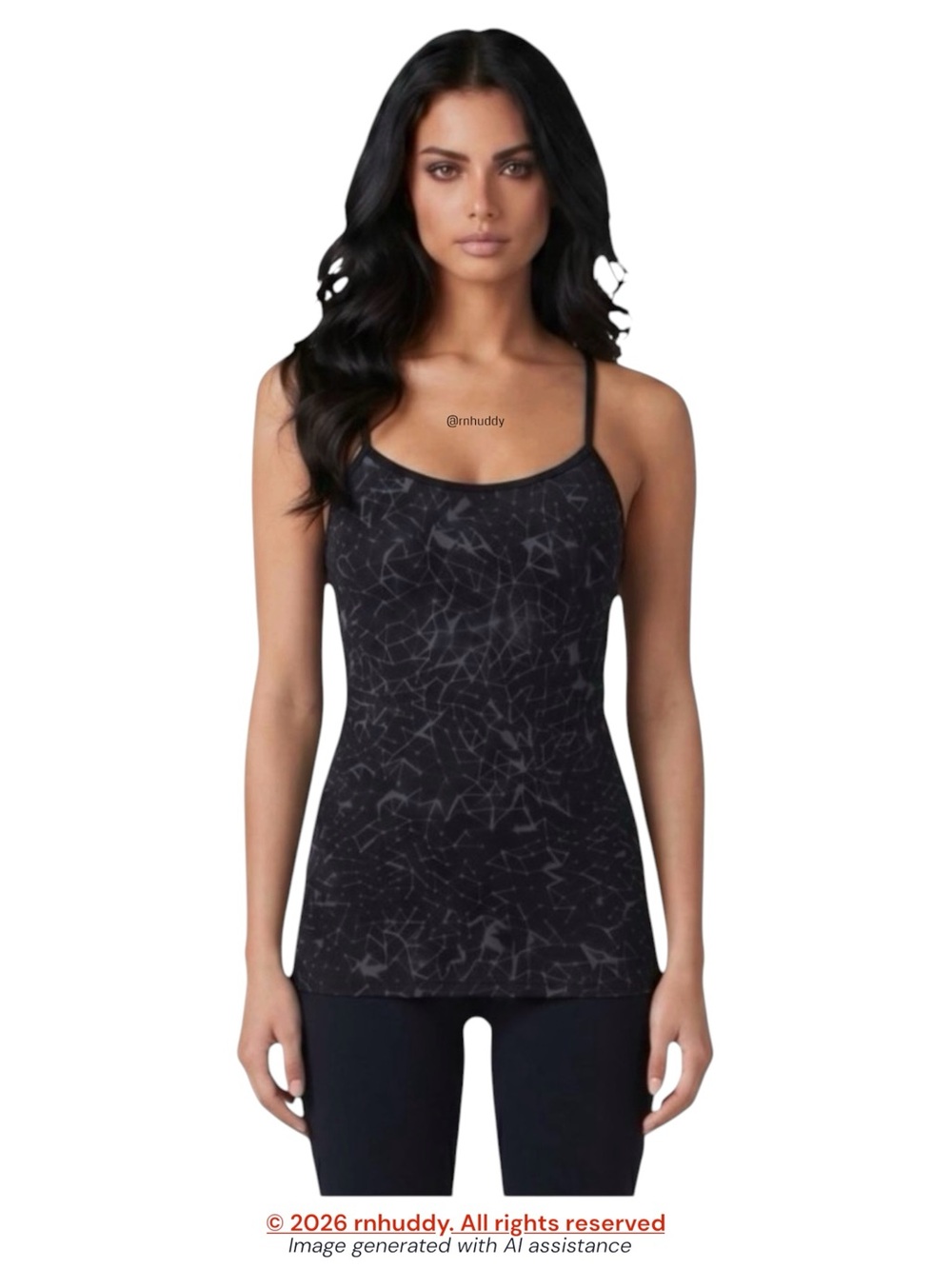 Lululemon size 4 black star crushed coal Power Y Tank